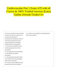 Cardiovascular Part 1 Exam ATI with all Correct & 100% Verified Answers |Latest Update |Al