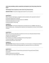 MARYLAND GENERAL DENTAL ASSISTING EXPANDED FUNCTION (MDG) PRACTICE EXAM 100 Multiple Choi