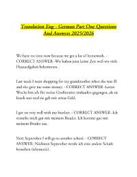 Translation Eng - German Part One Questions And Answers 2025/2026