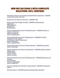 NEW BIO 204 EXAM 2 WITH COMPLETE SOLUTIONS 100% VERIFIED!!