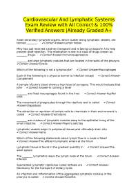 Cardiovascular And Lymphatic Systems Exam Review with All Correct & 100% Verified Answers