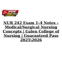 NUR 242 Exam 1–4 Notes – Medical/Surgical Nursing Concepts Guaranteed Pass 2025\2026