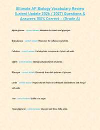 Ultimate AP Biology Vocabulary Review (Latest Update 2026 / 2027) Questions & Answers 100%