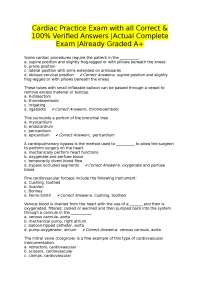 Cardiac Practice Exam with all Correct & 100% Verified Answers |Actual Complete Exam |Alre