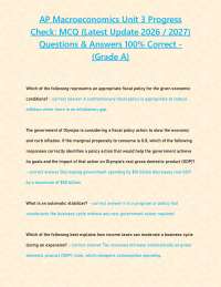 AP Macroeconomics Unit 3 Progress Check: MCQ (Latest Update 2026 / 2027) Questions & Answe