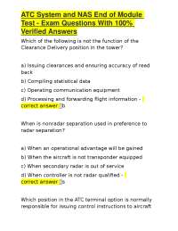 ATC System and NAS End of Module Test - Exam Questions With 100% Verified Answers