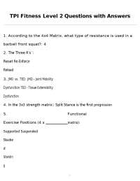 TPI Fitness Level 2 Questions with Answers