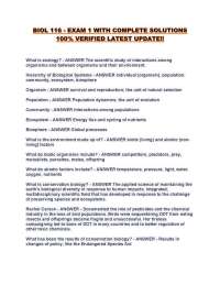 BIOL 116 - EXAM 1 WITH COMPLETE SOLUTIONS 100% VERIFIED LATEST UPDATE!!