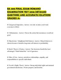 BA 300 FINAL EXAM ROMANO EXAMINATION TEST 2026 DETAILED QUESTIONS AND ACCURATE SOLUTIONS G