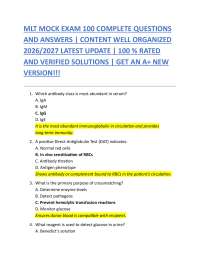 MLT MOCK EXAM 100 COMPLETE QUESTIONS AND ANSWERS | CONTENT WELL ORGANIZED 2026/2027 LATE