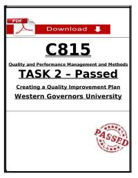 WGU C815 Task 2 Passed PDF | Quality Improvement Plan