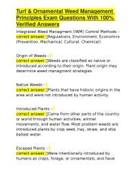 Turf & Ornamental Weed Management Principles Exam Questions With 100% Verified Answers
