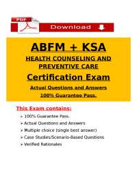 ABFM KSA Health Counseling & Preventive Care Exam Q&A 2026 | Instant PDF