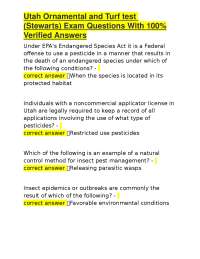 Utah Ornamental and Turf test (Stewarts) Exam Questions With 100% Verified Answers