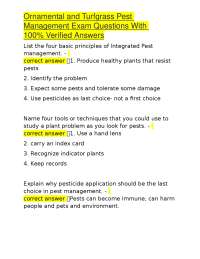 Ornamental and Turfgrass Pest Management Exam Questions With 100% Verified Answers