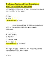 TruGreen Training Exam Questions With 100% Verified Answers