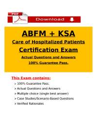 ABFM KSA Care of Hospitalized Patients Exam Q&A 2026 | Instant PDF