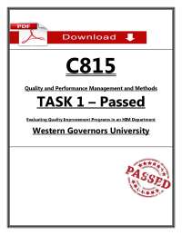 WGU C815 Task 1 Passed PDF | Quality & Performance Management