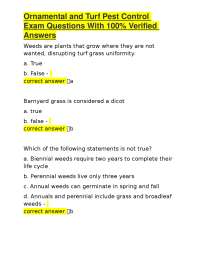Ornamental and Turf Pest Control Exam Questions With 100% Verified Answers