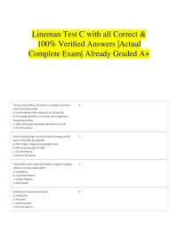 Lineman Test C with all Correct & 100% Verified Answers |Actual Complete Exam| Already Gra
