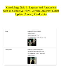 Kinesiology Quiz 1: Layman and Anatomical with all Correct & 100% Verified Answers |Latest