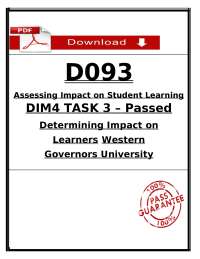 D093 DIM4 Task 3 Passed (2026) – Determining Impact on Learners | WGU