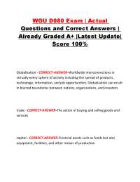 WGU D080 Exam | Actual Questions and Correct Answers | Already Graded A+ |Latest Update