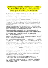 Lineman Apprentice Test with all Correct & 100% Verified Answers |Latest Version |Already