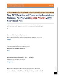 Wgu D278 Scripting and Programming Foundations Questions And Answers (Verified Answers), 1