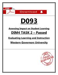 D093 DIM4 Task 2 Passed 2026 – Evaluating Learning & Instruction | WGU