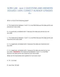 SCMH LAB - quiz 2 QUESTIONS AND ANSWERS (SOLVED) 100% CORRECT ALREADY GTRADED A+