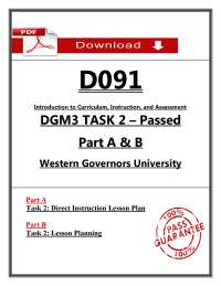 D091 DGM3 Task 2 Passed 2026 – Part A & B Lesson Planning | WGU