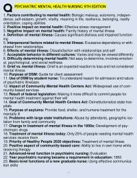 Psychiatric Nursing 9th Ed. Review: Mental Health, DSM, & Neurobiology Q&A
