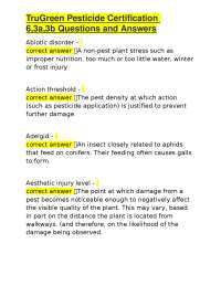 TruGreen Pesticide Certification 6,3a,3b Questions and Answers
