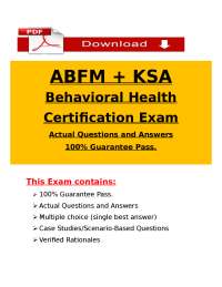 ABFM KSA Behavioral Health Certification Exam Q&A 2026 | Instant PDF