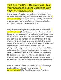 Turf (3b): Turf Pest Management - Test Your Knowledge Exam Questions With 100% Verified An