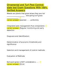 Ornamental and Turf Pest Control-state test Exam Questions With 100% Verified Answers