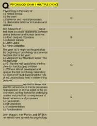 Intro Psychology Exam 1: History, Methods & Biology | Practice Test & Answers