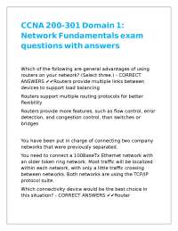 CCNA 200-301 Domain 1- Network Fundamentals exam questions with answers