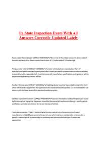 PA State Inspection Exam PDF – All Answers Correctly Updated for 2025 Exam Prep