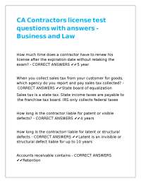 CA Contractors license test questions with answers - Business and Law