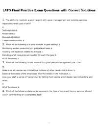 LATG Final Practice Exam Questions with Correct Solutions