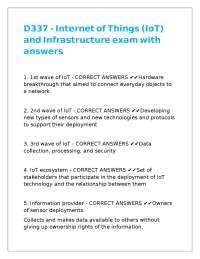 D337 - Internet of Things (IoT) and Infrastructure exam with answers