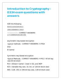 Introduction to Cryptography - D334 exam questions with answers