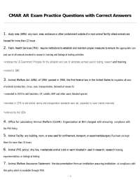 CMAR AR Exam Practice Questions with Correct Answers