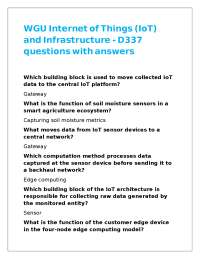 WGU Internet of Things (IoT) and Infrastructure - D337 questions with answers.