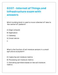 D337 - Internet of Things and Infrastructure exam with answers