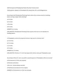 249 Pennsylvania (Philadelphia) Master Plumber Practice Exam 100 Questions | Based on Phil