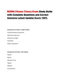 BCRPA Fitness Theory Exam Study Guide with Complete Questions and Correct Answers| Latest