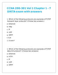 CCNA 200-301 Vol 1 Chapter 1 - 7 DIKTA exam with answers